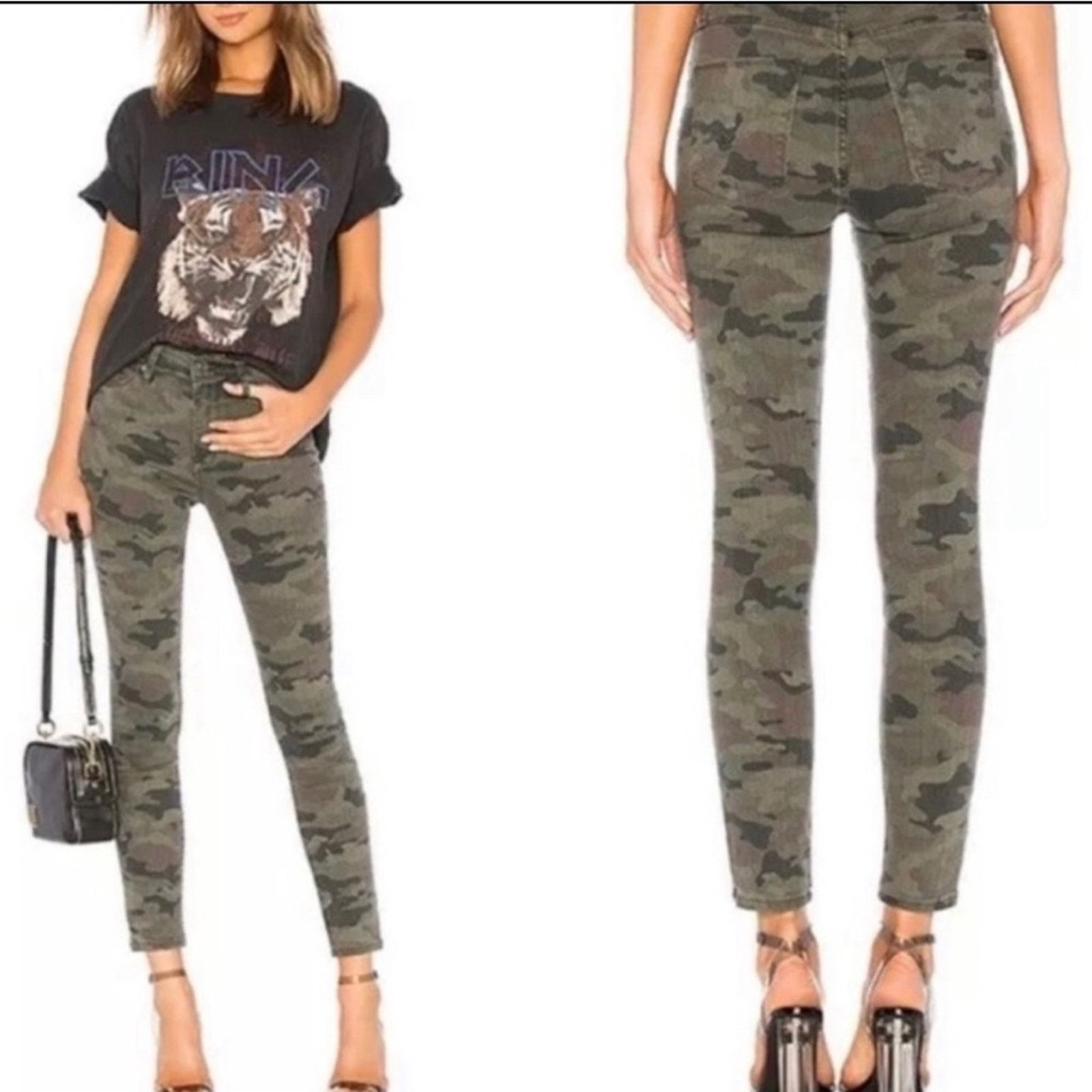 Hudson HUDSON Tan Olive Camo High Rise Super Skinny Leg Denim Jeans Size 28" / US 6 / IT 42 - 1 Thumbnail