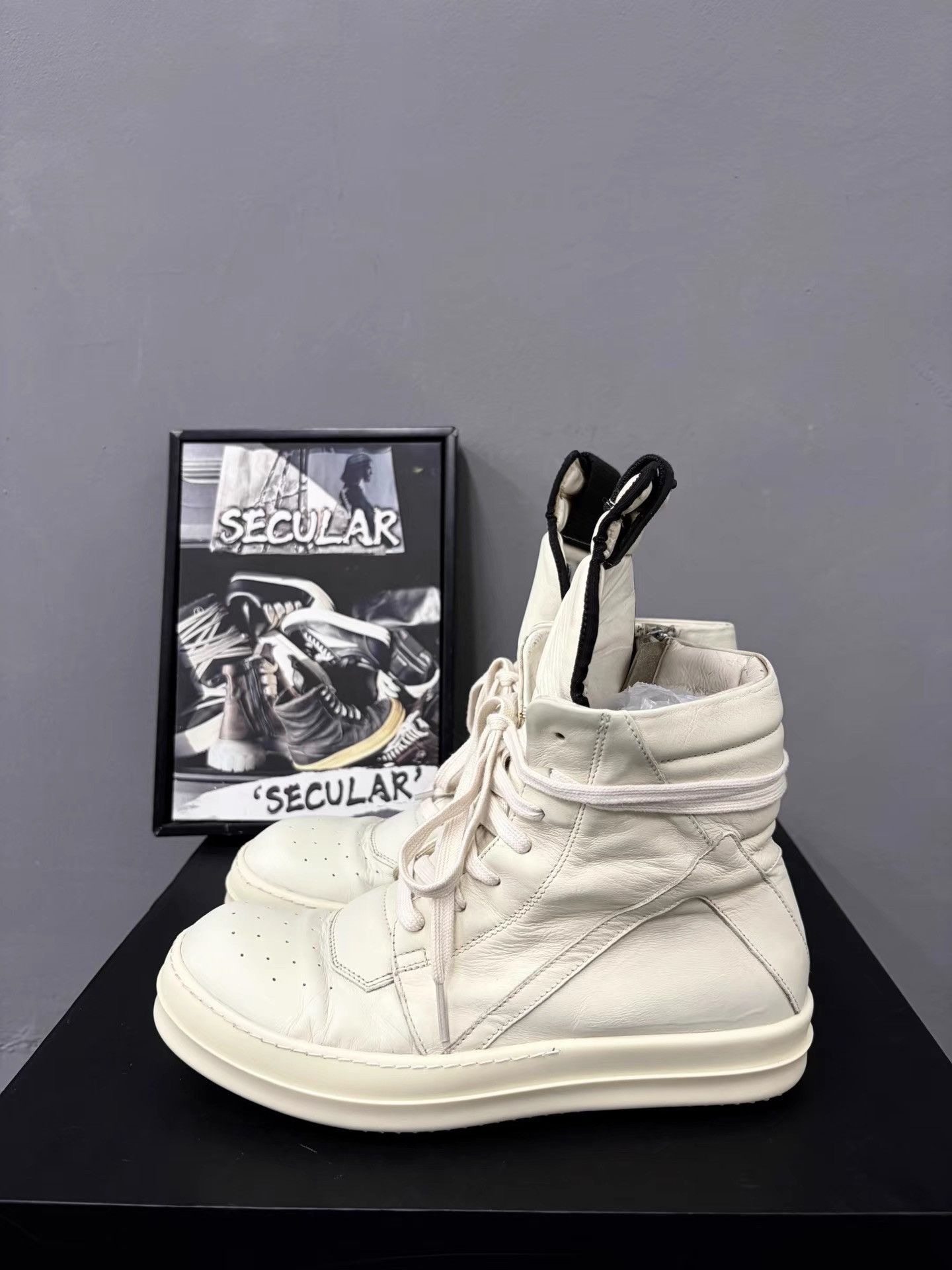 Rick Owens Rick Owens White Geobasket Sneakers K34 Size US 7.5 / EU 40-41 - 2 Thumbnail