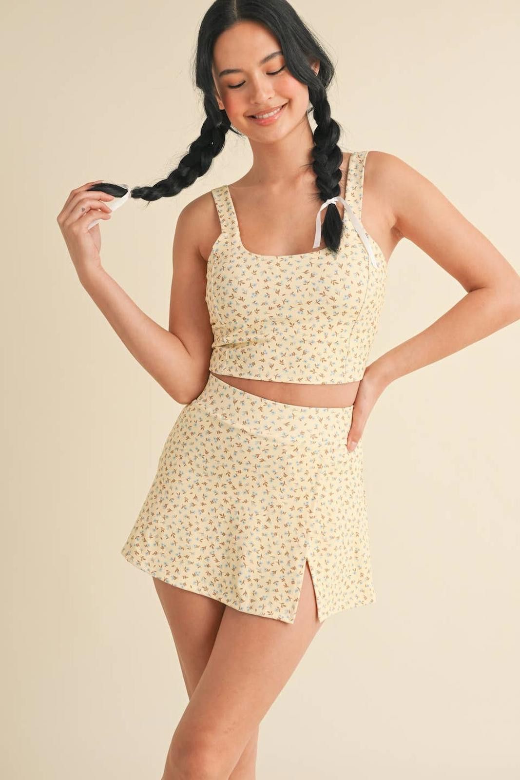Christian Kimber Ditsy Print Twist Back Crop Tank by Kimberly C Size ONE SIZE - 9 Thumbnail