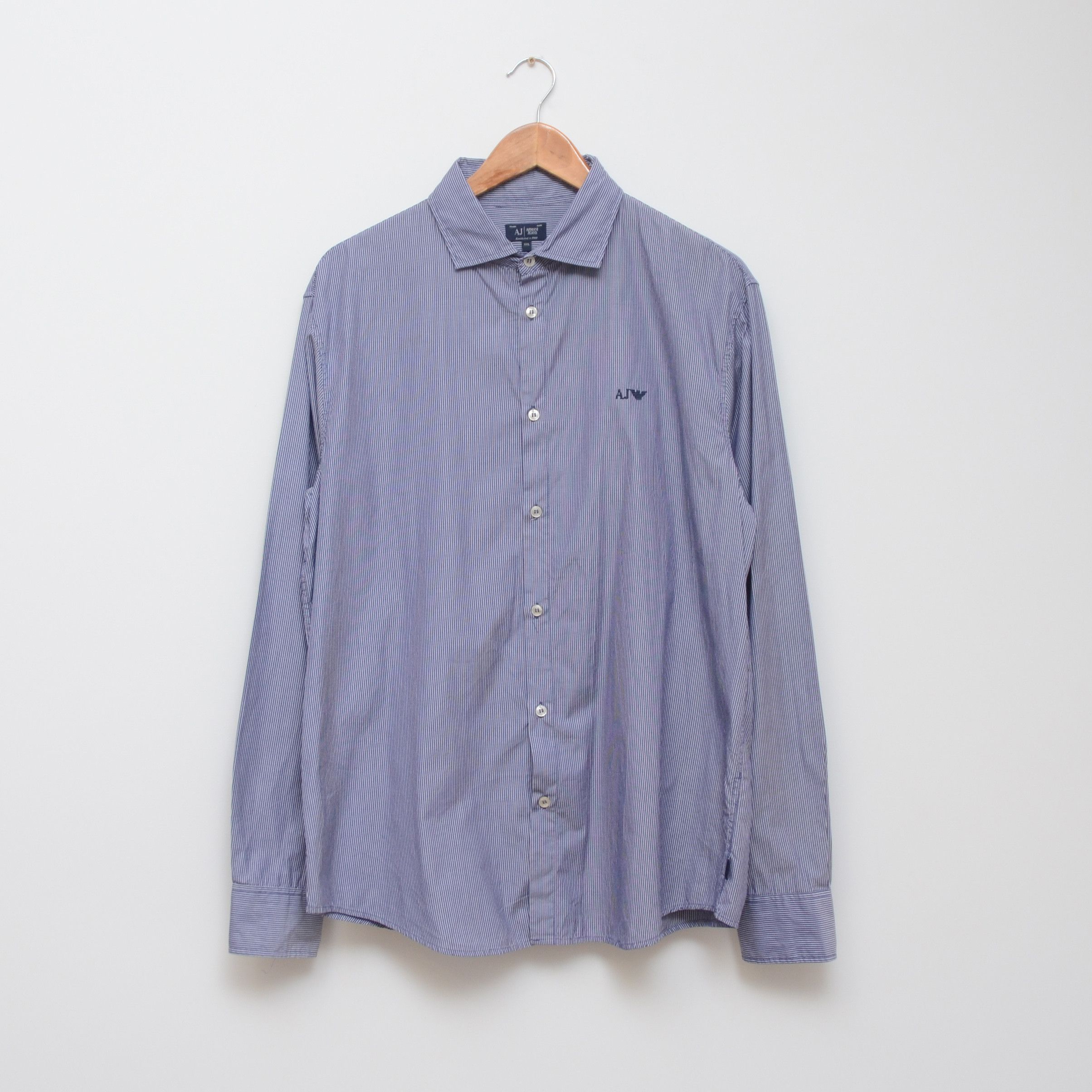 Armani Y2K Armani Jeans Striped Cotton Shirt XL–XXL Logo Casual Size US XL / EU 56 / 4 - 1 Thumbnail