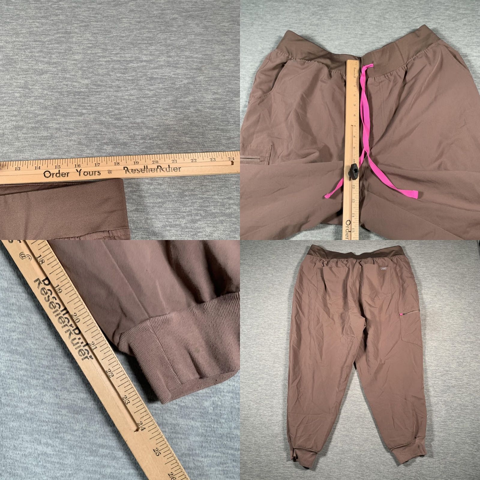Vintage FIGS Technical Collection Jogger Scrub Pants Womens 3XL Petite Brown Zip Pocket Size 40" / US 18 - 8 Thumbnail