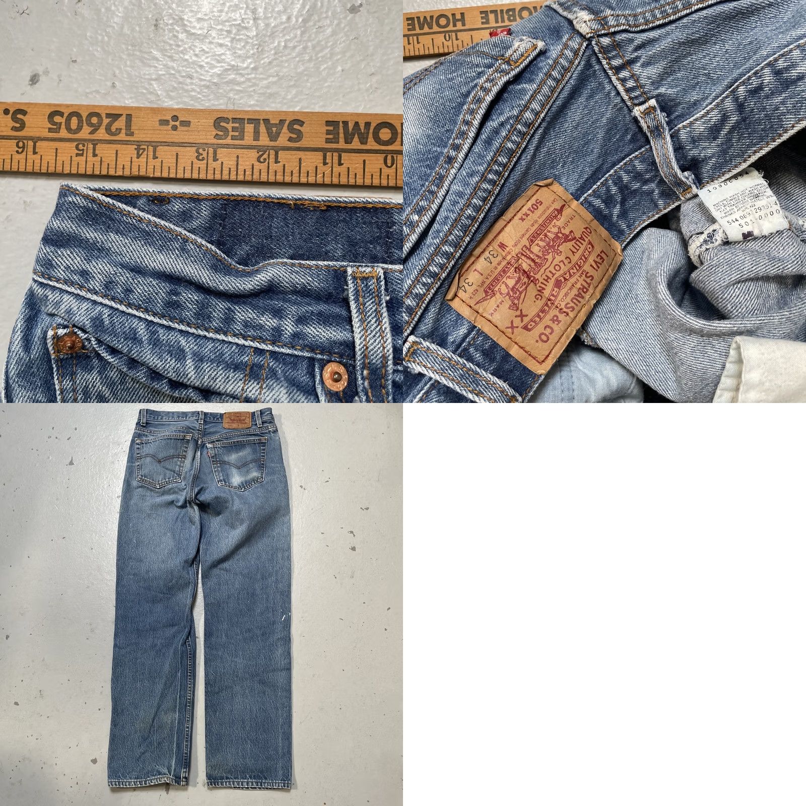 Levi's VINTAGE Levi’s 501 XX Denim Jeans Distressed Paint 34x34 30x30 USA Men Jeans 90s Distressed Americana Heritage Skater Straight Size US 34 / EU 50 - 8 Thumbnail
