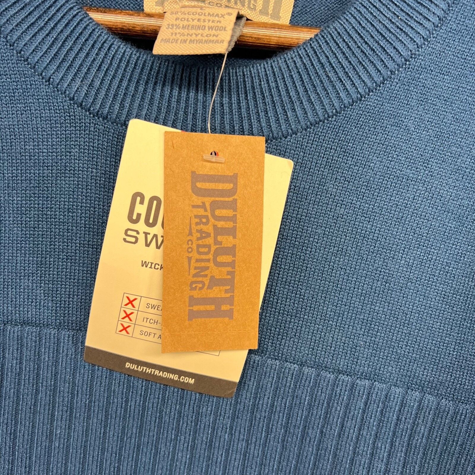 Duluth Trading Company Duluth Trading Co Sweater Men's Large Blue Coolmax Wool NEW Size US L / EU 52-54 / 3 - 7 Thumbnail