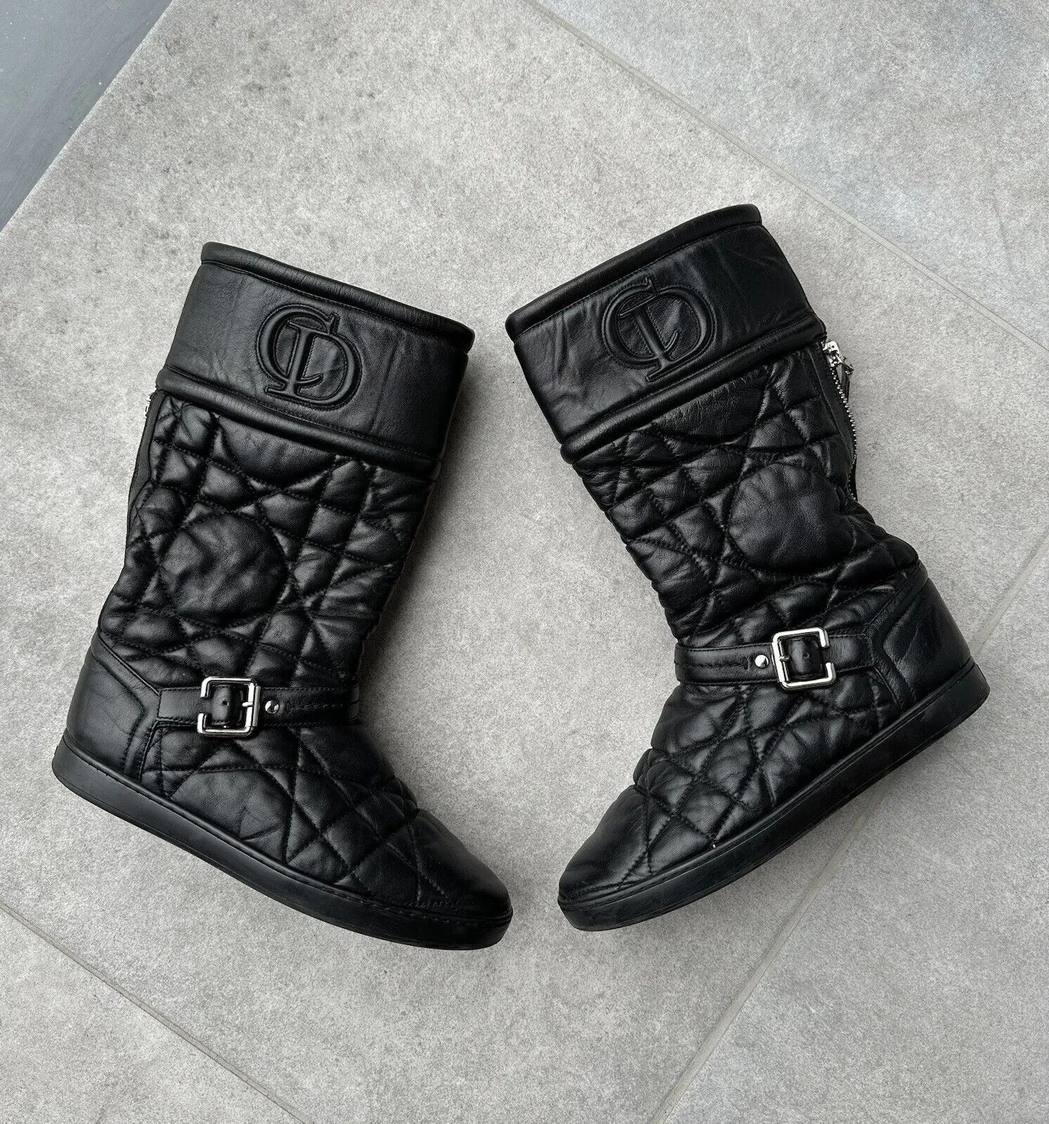 Dior CD Christian DIOR vintage women soft leather QUILTED BOOTS Size US 7.5 / IT 37.5 - 2 Thumbnail