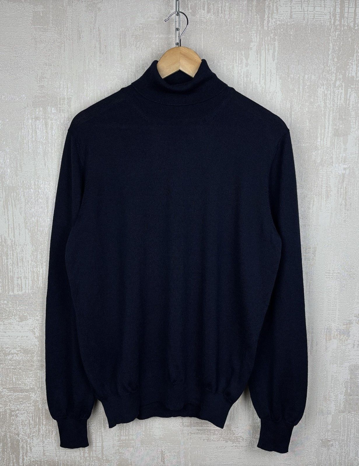 Gran Sasso Gran Sasso Virgin Wool Turtleneck Sweater Navy Blue Size US L / EU 52-54 / 3 - 3 Thumbnail