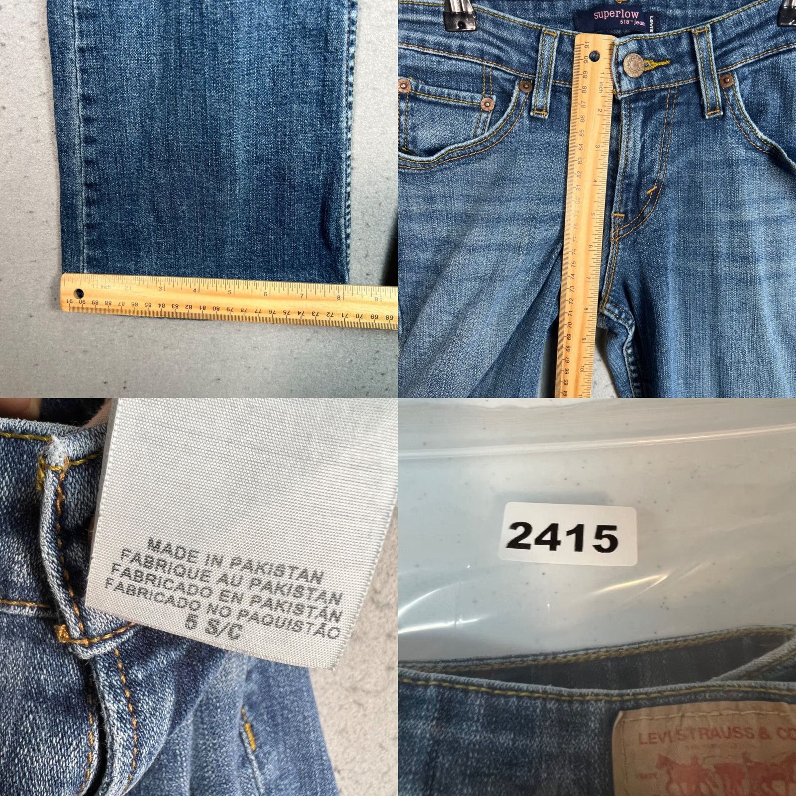 Levi's Levis 518 Superlow Bootcut Jeans Womens Size 28 in Waist Blue Denim Cotton Blend Size 28" / US 6 / IT 42 - 8 Thumbnail