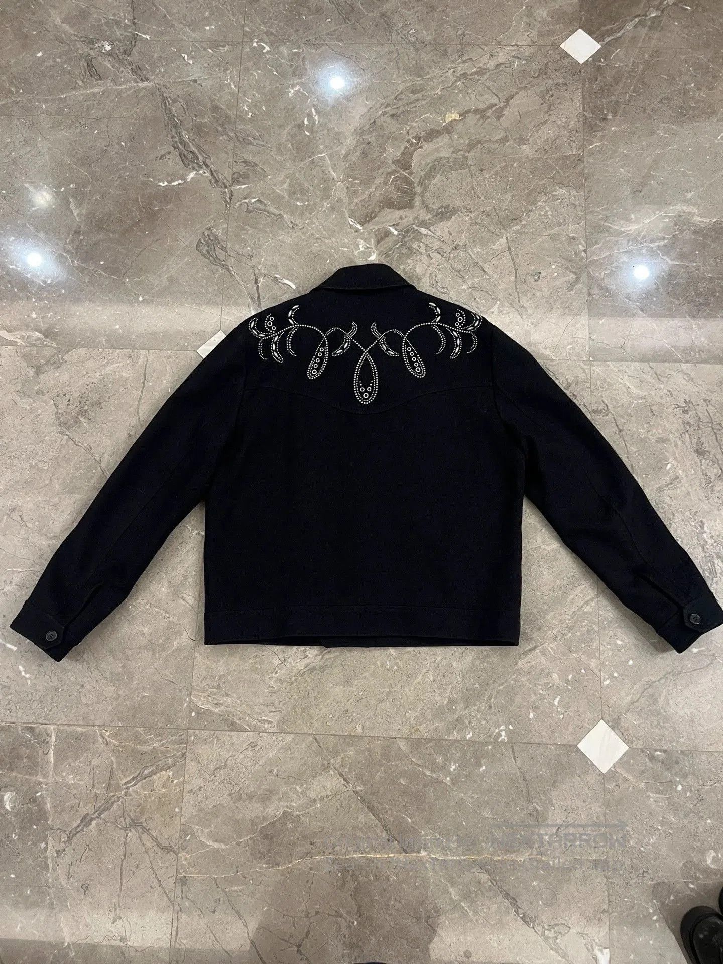 Saint Laurent Paris Black Embroidered Collar Denim Jacket Size L. Size US L / EU 52-54 / 3 - 2 Thumbnail