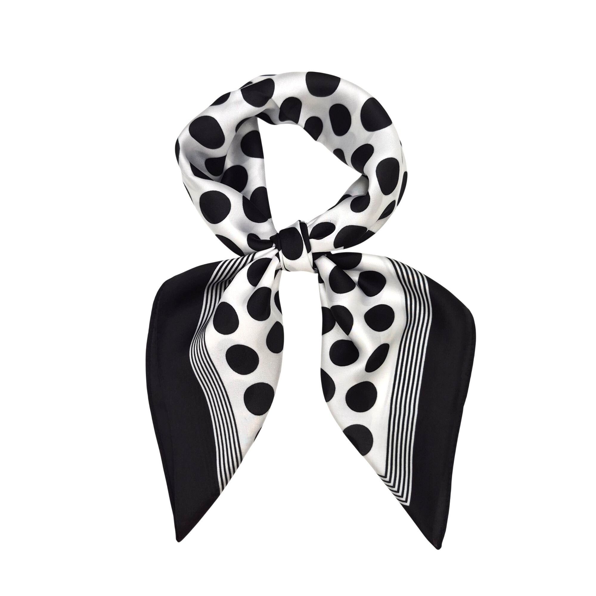 Other ⭐Polka Dot Silky Scarf Classic Chic Black White Timeless St Size ONE SIZE - 2 Thumbnail