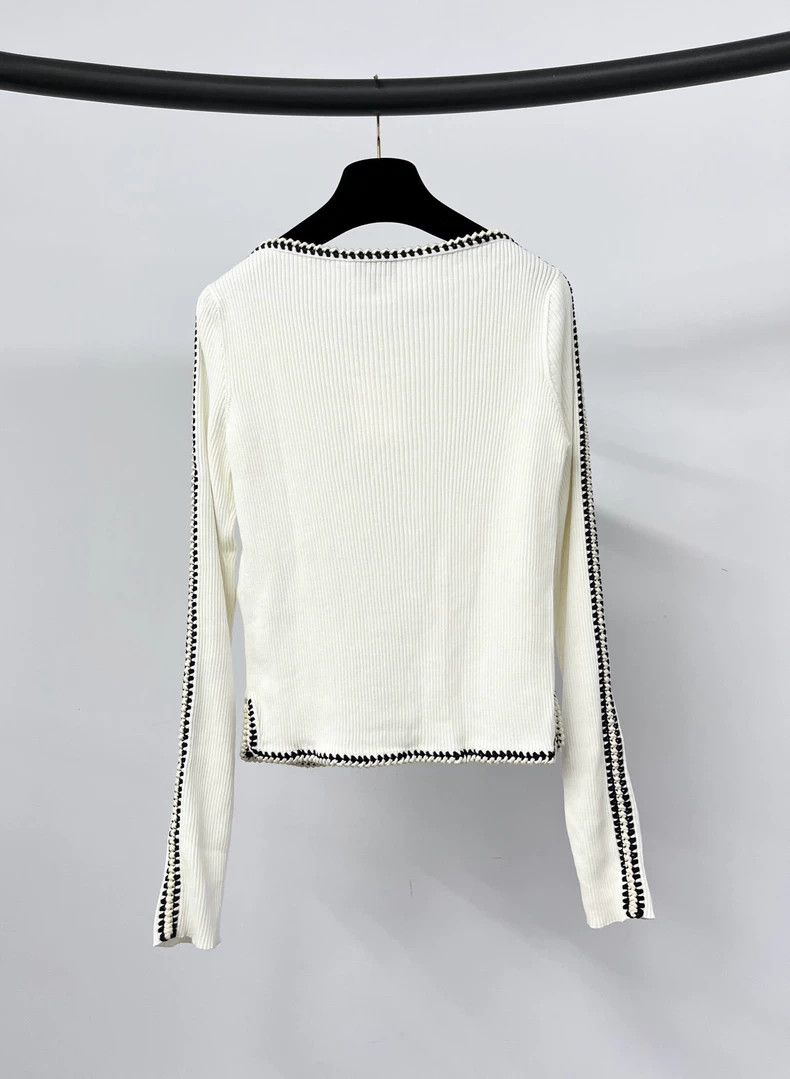 Chanel Chanel White knitted undershirt with long sleeves Size XS / US 0-2 / IT 36-38 - 2 Thumbnail