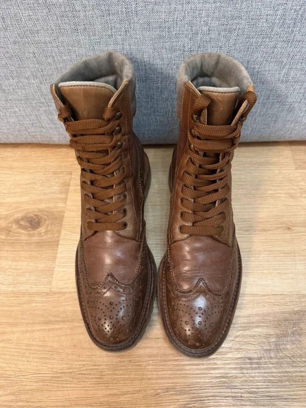 Brunello Cucinelli Brunello Cucinelli Leather Boots Brogue Oxford Vibram 38 Size US 8 / IT 38 - 5 Thumbnail