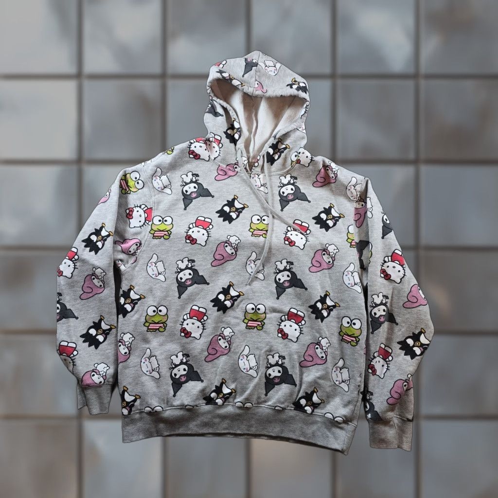 Vintage Hello Kitty And Friends Hoodie Womens 1X Gray All Over Print Fits Small Read Size XL / US 12-14 / IT 48-50 - 1 Thumbnail