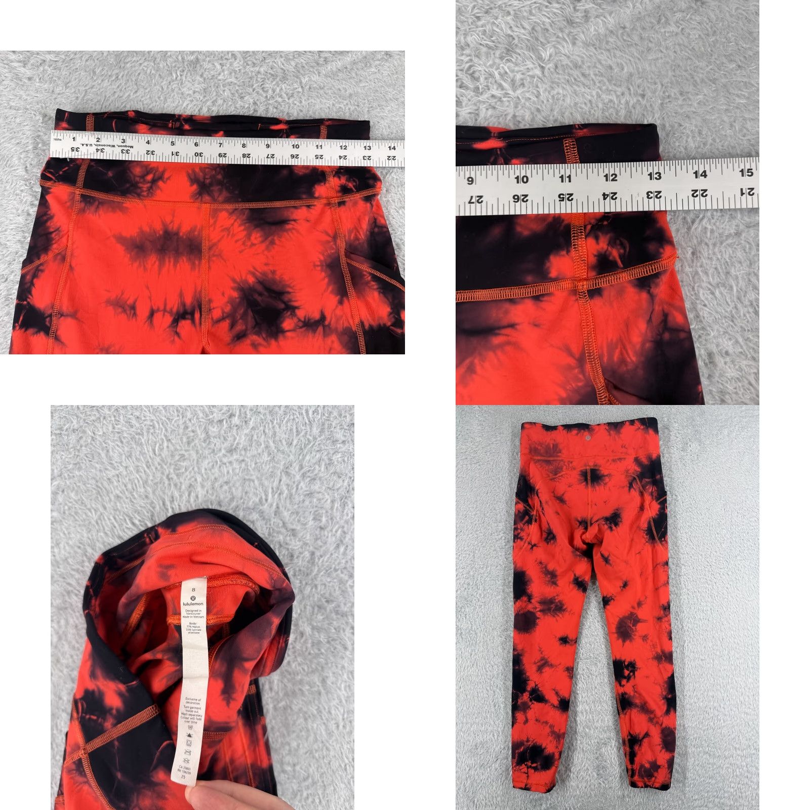 Lululemon Lululemon Pants 8 Red Black Invigorate High-Rise Tight 25" Wash Pockets Cropped Solid Womens Size 30" / US 8 / IT 44 - 8 Thumbnail