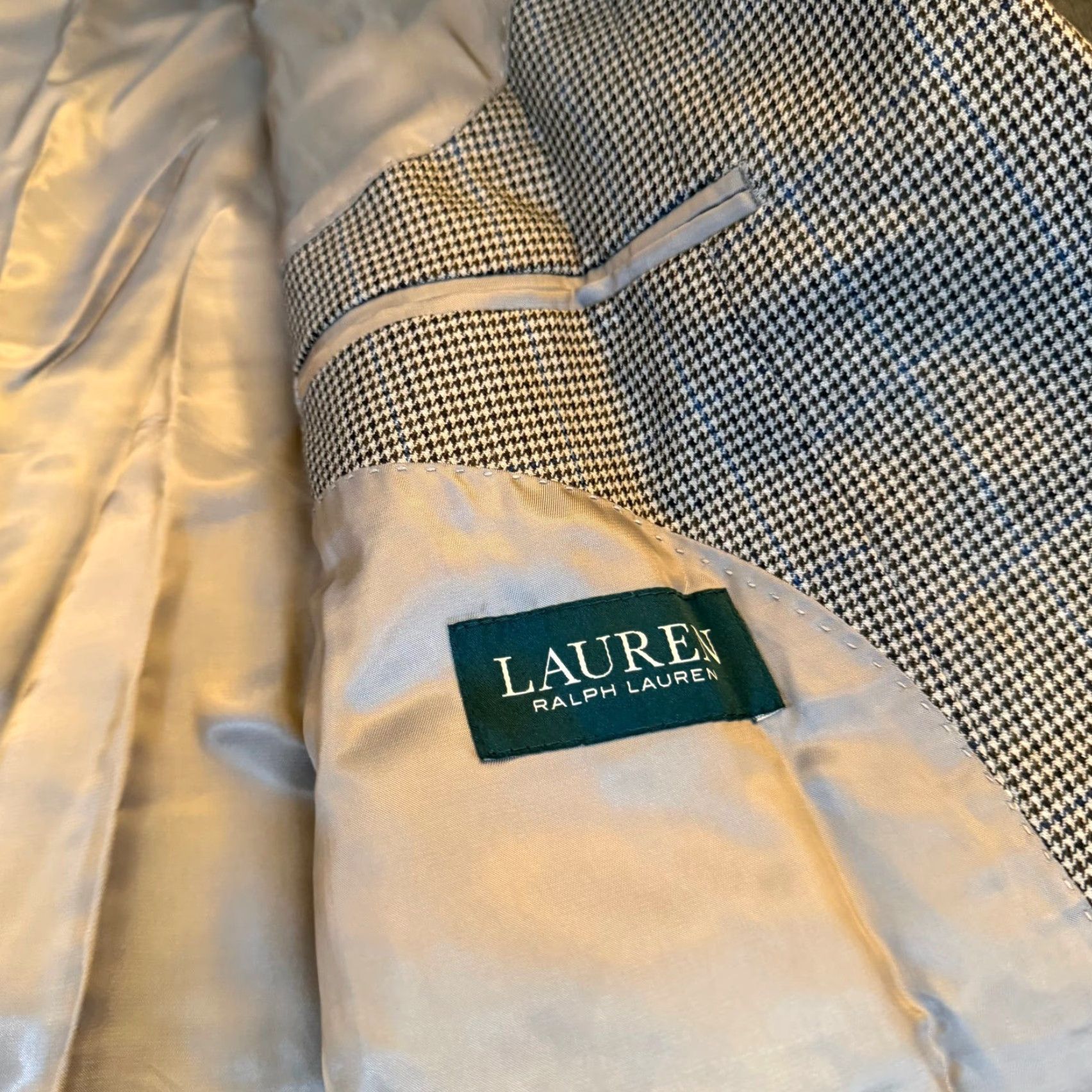 Ralph Lauren Lauren Ralph Lauren Houndstooth Blazer Jacket Sport Coat Two Button Mens 46 Beige Wool Check Business Casual 90s? No N/A Size 46R - 4 Thumbnail