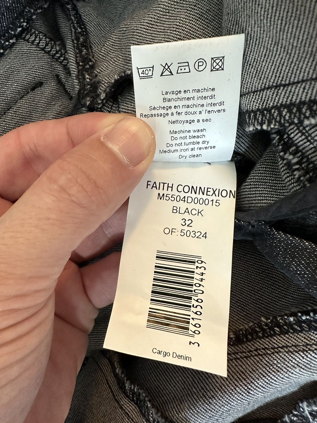 Faith Connexion BLACK OVERSIZED POCKET CARGO DENIM JEANS Size US 32 / EU 48 - 10 Thumbnail
