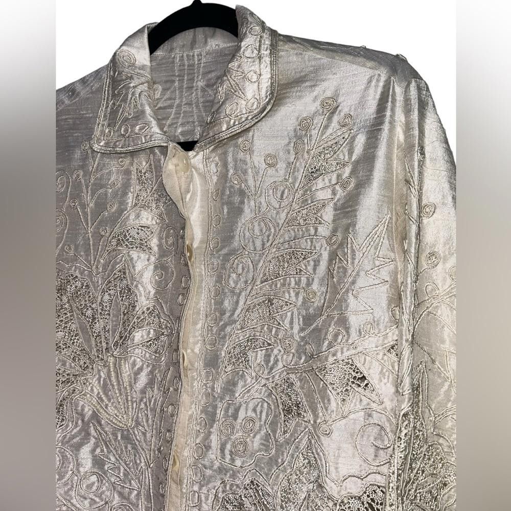 Designer Vintage Boho Embroidered Beaded Floral Shacket M/L Size L / US 10 / IT 46 - 2 Thumbnail