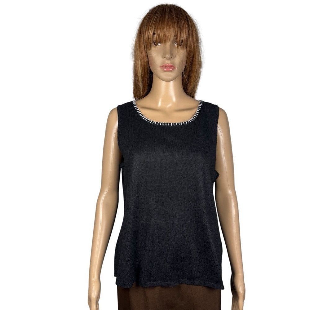 Vince Camuto NWT New Vince Camuto Whipstitch Sleeveless Black Sweater To Size L / US 10 / IT 46 - 2 Thumbnail