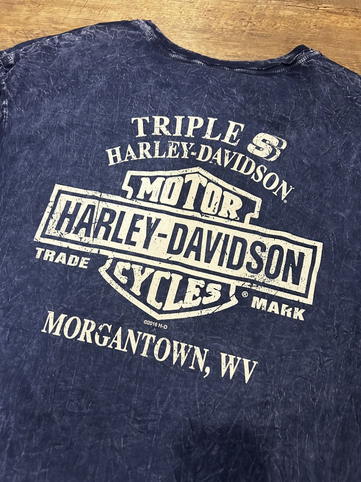 Harley Davidson 🏴‍☠️ Blue Skull Motor Triple S T-Shirt 🏴‍☠️ Size US L / EU 52-54 / 3 - 5 Thumbnail