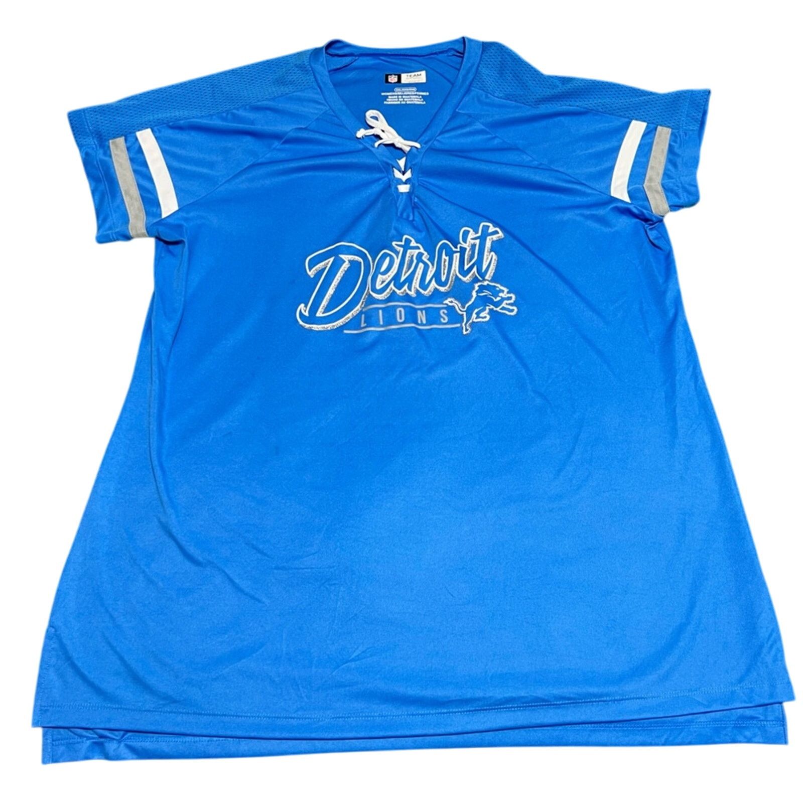 NFL Detroit Lions Women's Jersey Lace Up Shirt - XXL Blue V Neck Size XXL / US 16-18 / IT 52-54 - 1 Thumbnail