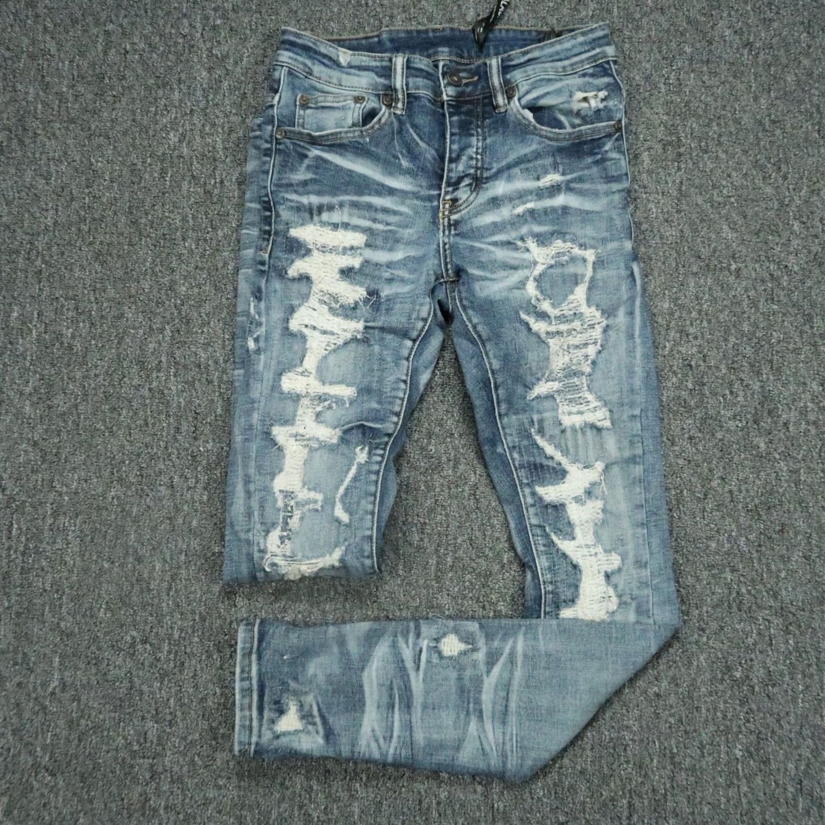 Denime Valabasas Jeans Mens 28x32 Light Blue Distressed Slim Skinny Stretch Denim Shirt? Size US 28 / EU 44 - 2 Thumbnail