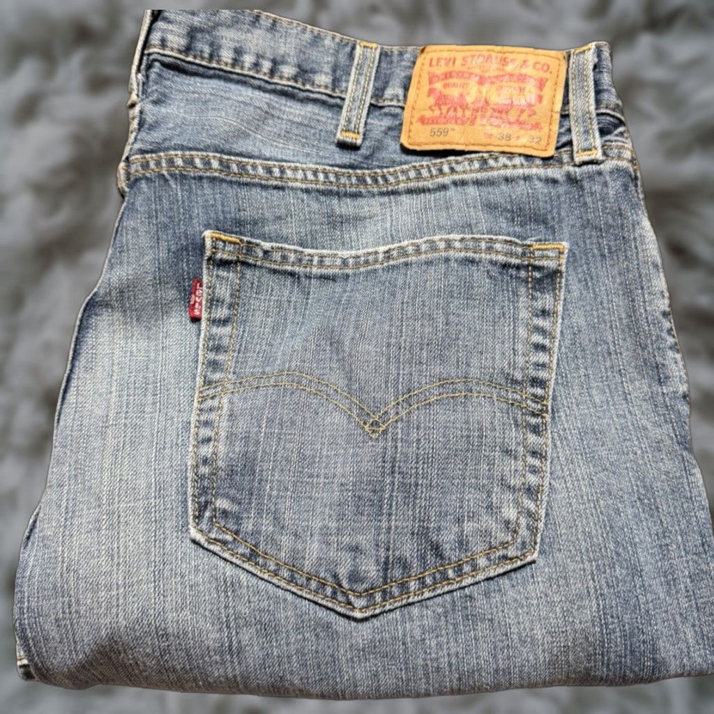 Levi's Levi’s 559 Relaxed Straight Jeans Men 38 Blue Denim 38X32 100% Cotton Regular Waist 5-Pocket Brand Levi's Size US 38 / EU 54 - 1 Thumbnail