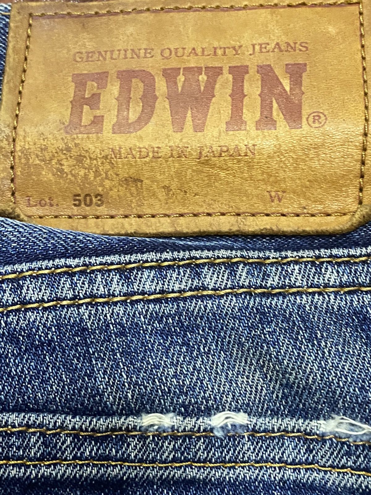 Japanese Brand Vintage Edwin503 Limited Blue Wash Distressed Loose Jeans Size US 31 - 14 Thumbnail