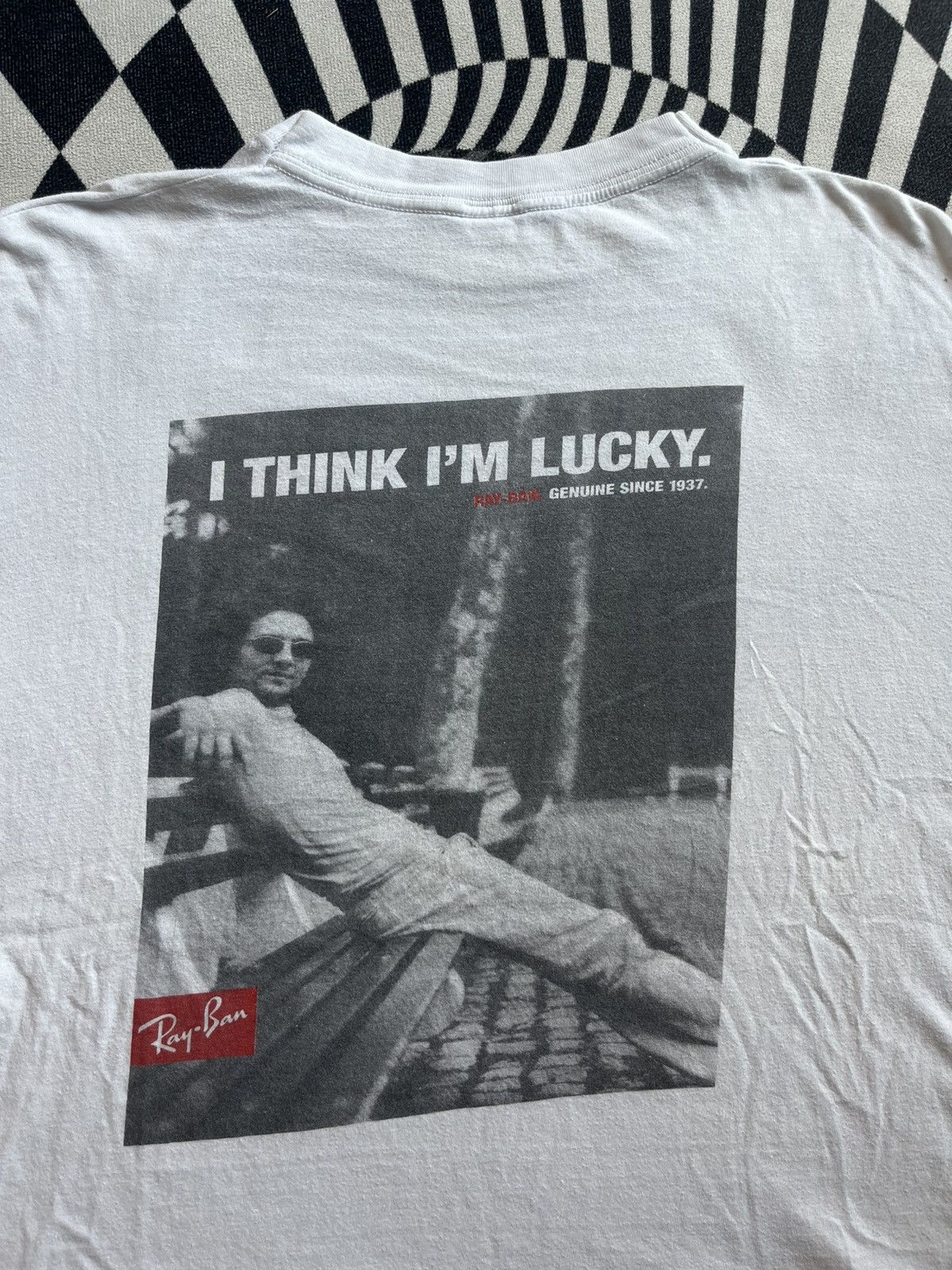 RayBan Vintage Ray-Ban I Think i’m Lucky photo Promo 90’s Tshirt Size US L / EU 52-54 / 3 - 9 Thumbnail