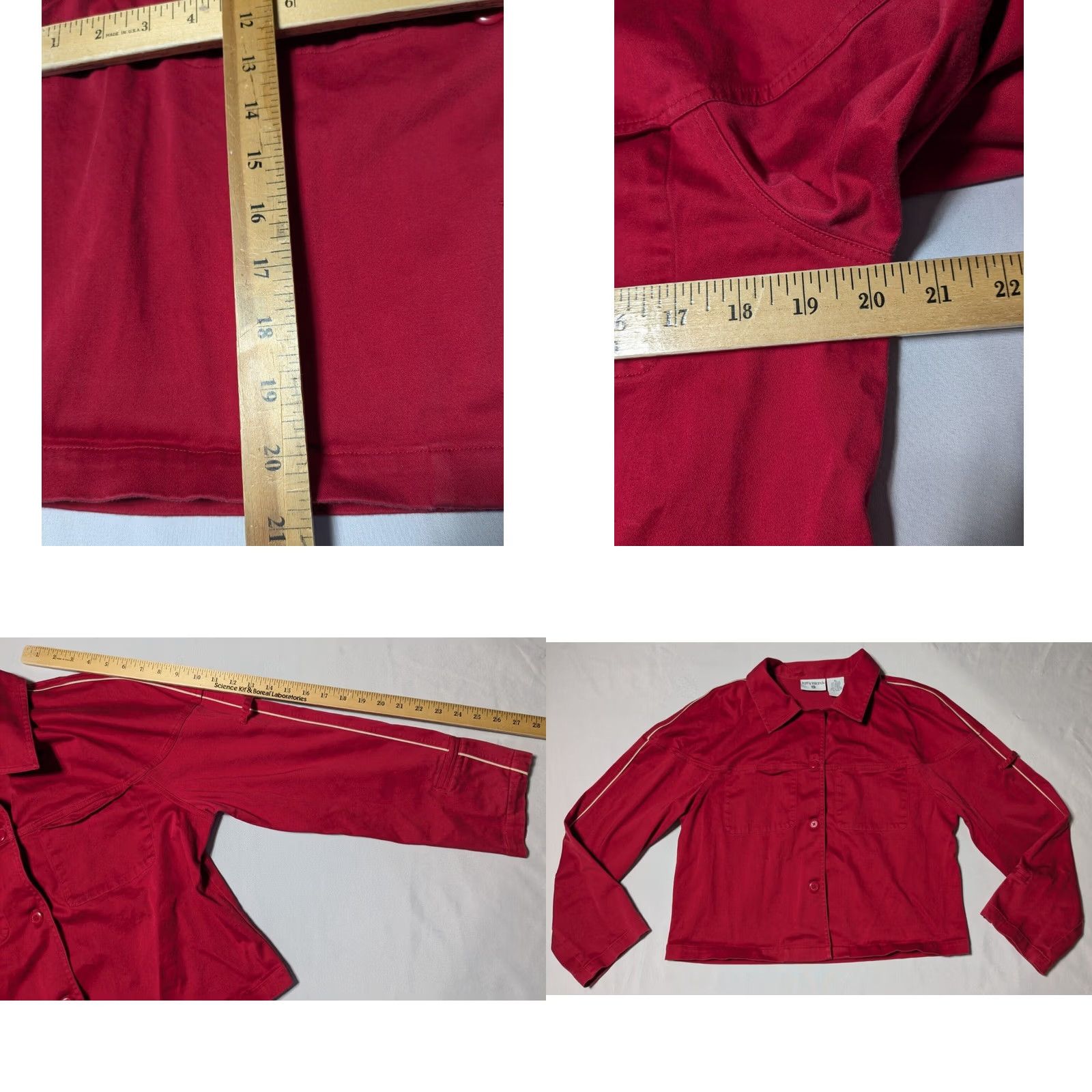 Vintage KATHY IRELAND Red Cotton Stretch Button-Up Jacket Women XL Size XL / US 12-14 / IT 48-50 - 9 Thumbnail