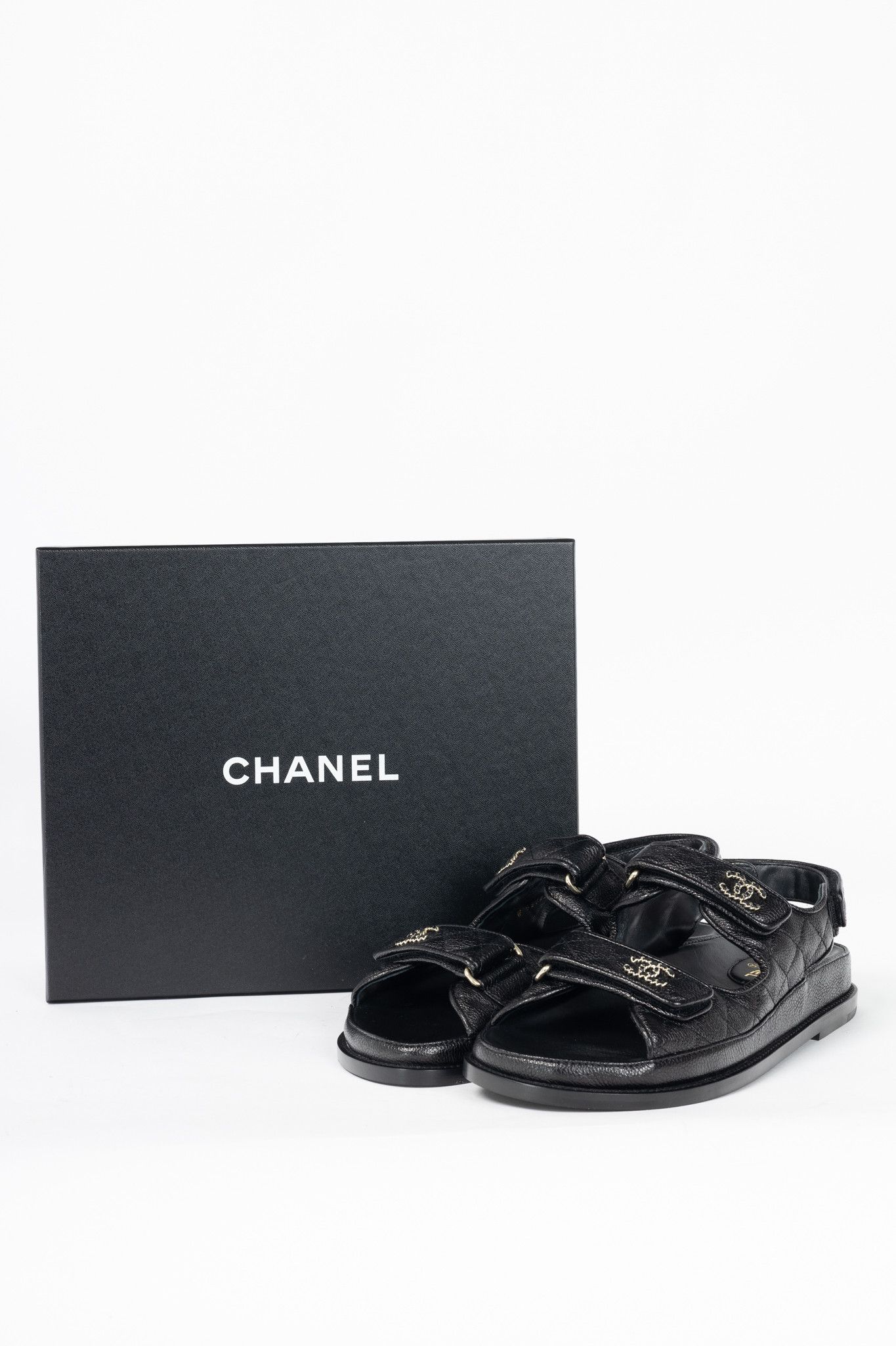 Chanel Chanel Black Caviar Quilted CC Dad Sandals Size US 9 / IT 39 - 13 Thumbnail