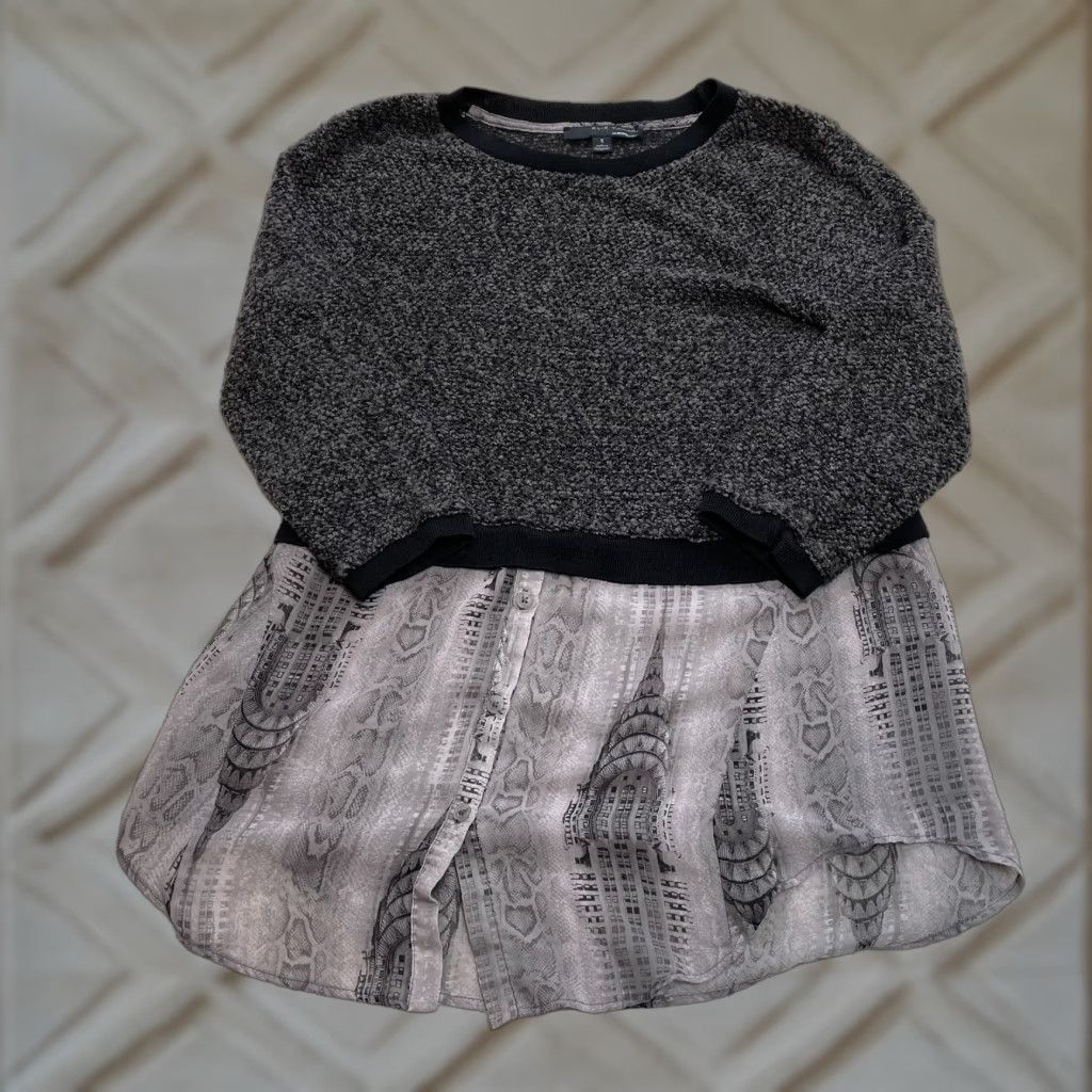 Elie Tahari Elie Tahari Design Nation Womens Pullover Combo Sweater Tunic Size Small Gray Size S / US 4 / IT 40 - 1 Thumbnail