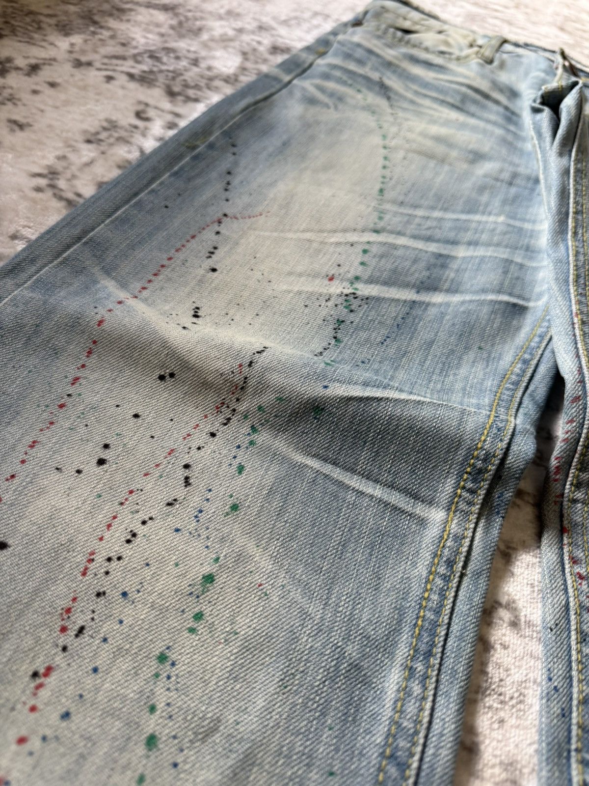 Hysteric Glamour Crazy Leopard Japan Paint Splatter Honeycomb Loose Jeans Size US 30 / EU 46 - 9 Thumbnail