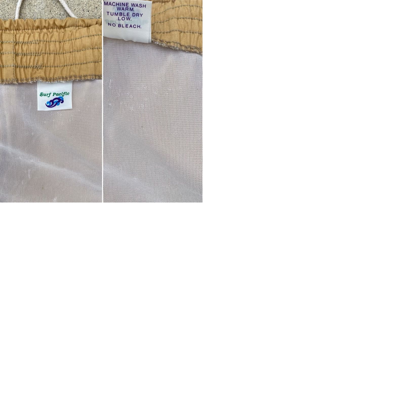 Swims VINTAGE Surf Pacific Mens Swim Short Striped Beige M Swimsuit Bottom Beach 90s Mens Boys Size US 31 - 12 Thumbnail