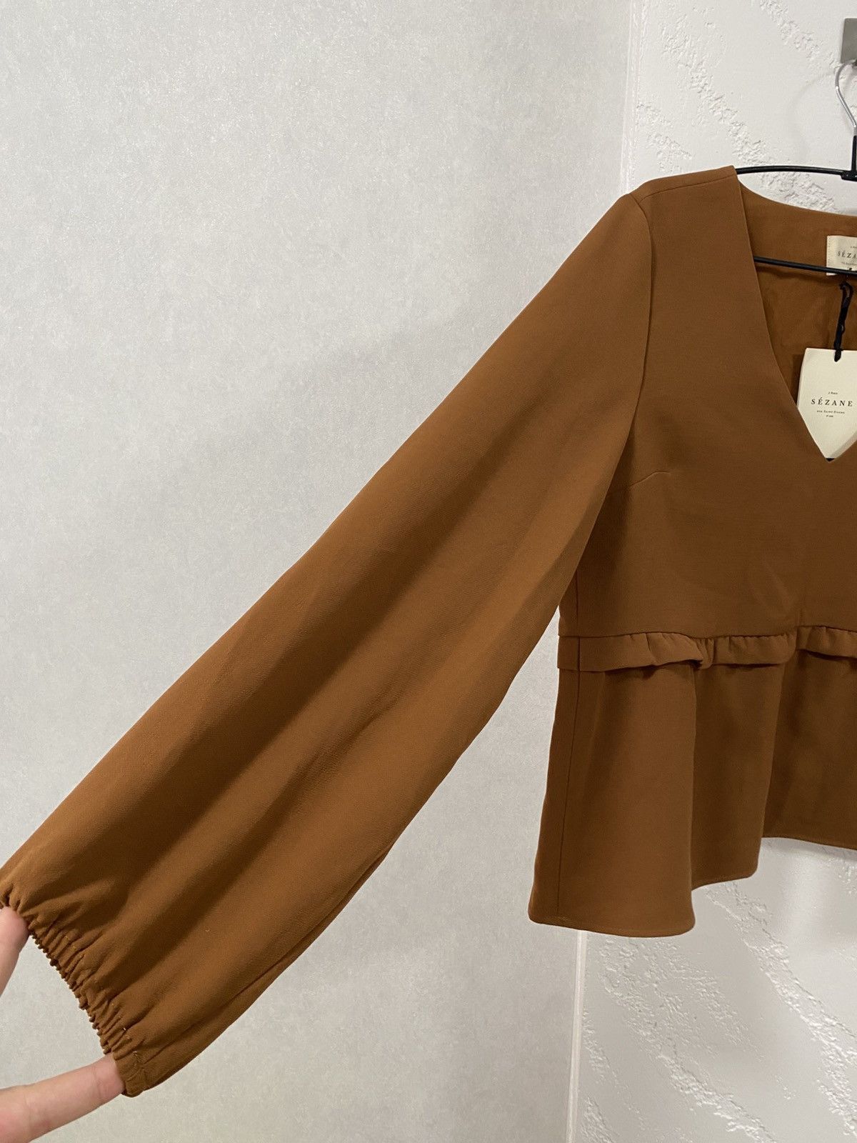 Sezane Sezane Brown Viscose Long Sleeve Bianca Noisette NWT Blouse Size M / US 6-8 / IT 42-44 - 8 Thumbnail
