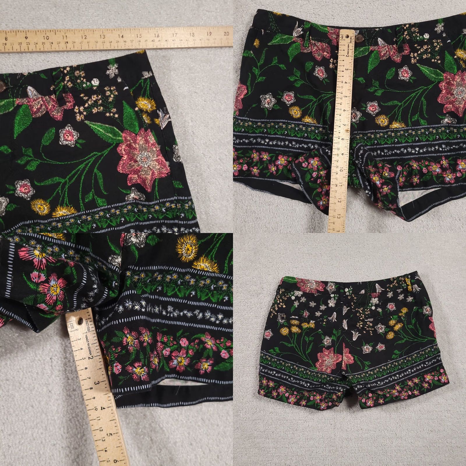 Old Navy VINTAGE? Old Navy Shorts Womens 6 Black Pink Green Floral Everyday Summer Casual Fun Size 28" / US 6 / IT 42 - 8 Thumbnail