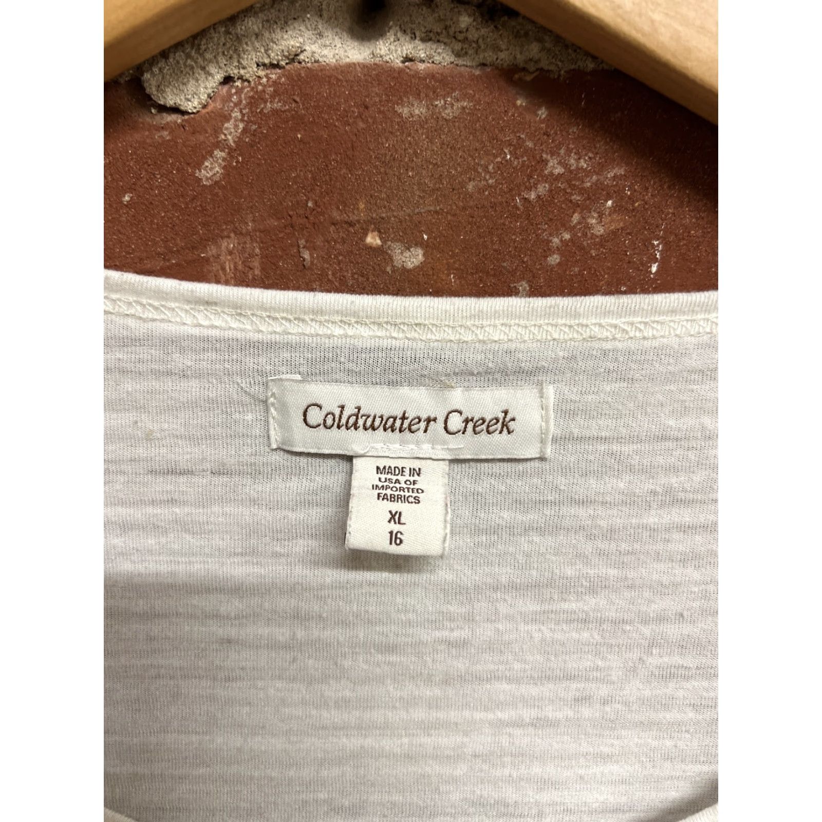 Coldwater Creek Coldwater Creek Womens T-Shirt White Striped 3/4 Sleeve XL Shirt Womens Size XL / US 12-14 / IT 48-50 - 2 Thumbnail