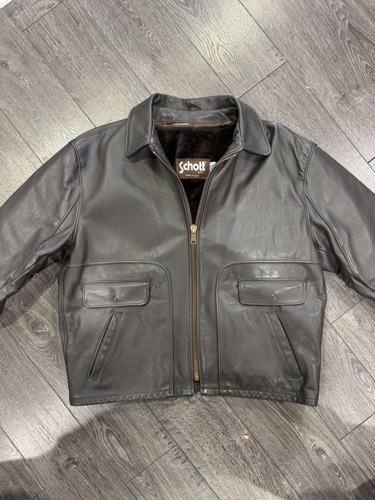 VINTAGE SCHOTT 693 Leather Jacket Steerhide Size 50 USA