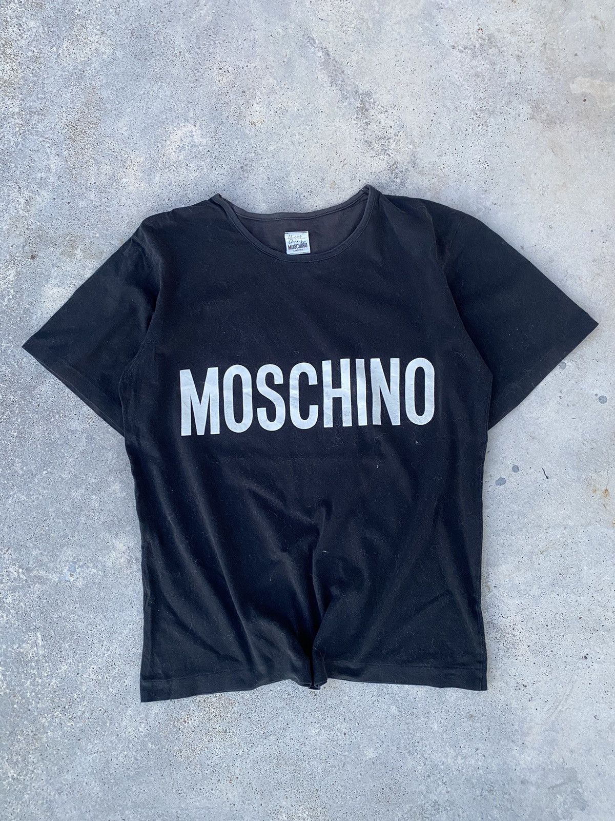 Moschino Vintage Moschino Script Wording Band T-Shirt Size S / US 4 / IT 40 - 1 Thumbnail