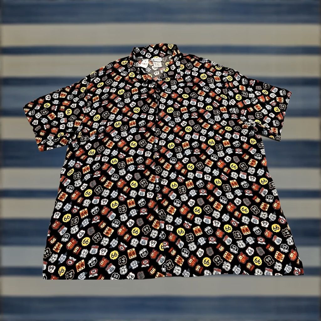 Disney Disney Cars Button-Up Shirt Route 66 All Over Print 2XL Shirts Mens Black Short Sleeve Button-Up Shirt 2XL Cars Disney Size US XXL / EU 58 / 5 - 1 Thumbnail