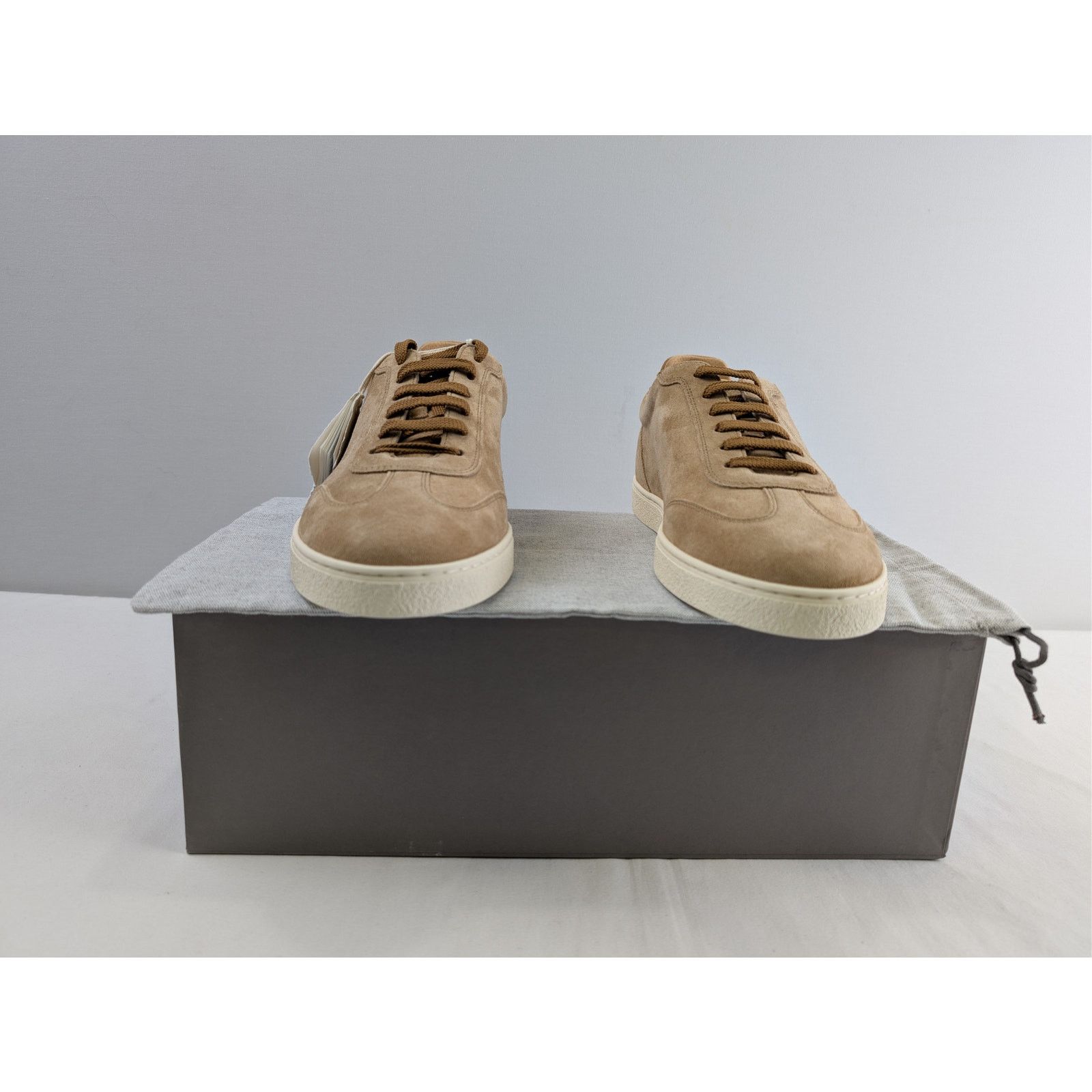 Brunello Cucinelli o1rshd1 'Coda di Rondine' suede sneakers in taupe/brown Size US 11 / EU 44 - 18 Thumbnail