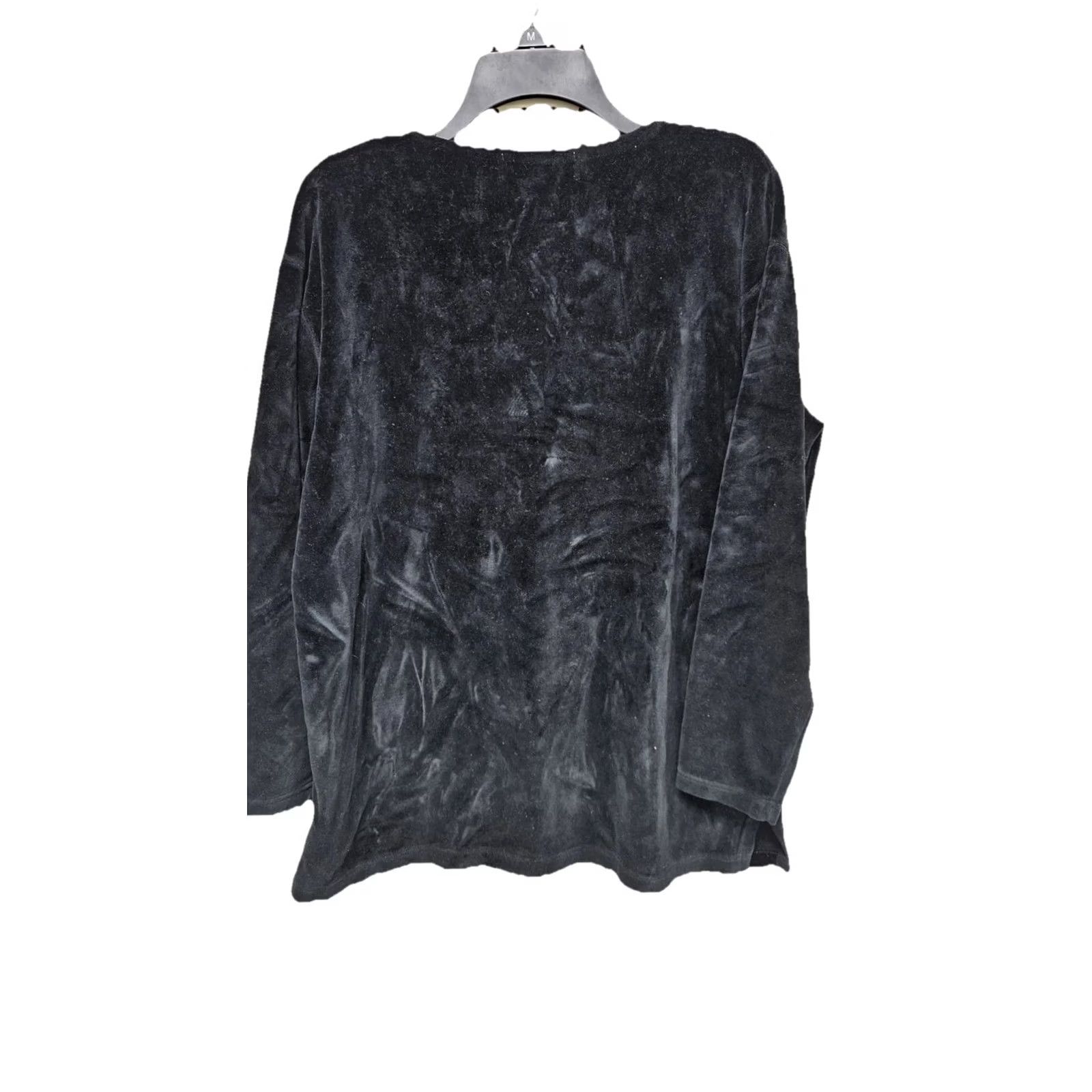 Velour Womens Jones Wear Holiday Winter Black Velour Oversize Long Sleeve Large Pullover Size L / US 10 / IT 46 - 4 Thumbnail