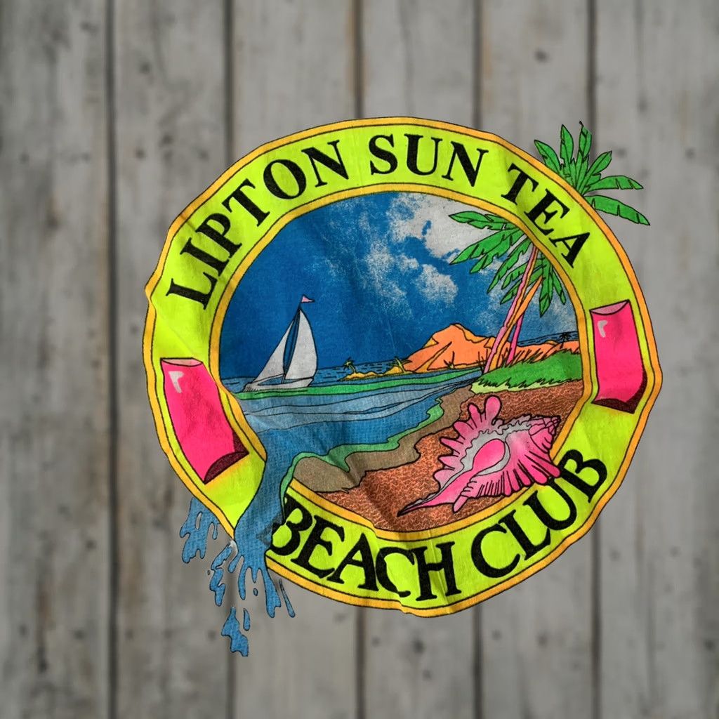 Vintage VINTAGE 90s Screen Stars LIPTON SUN TEA BEACH CLUB T SHIRT Adult XL White Size US XL / EU 56 / 4 - 1 Thumbnail