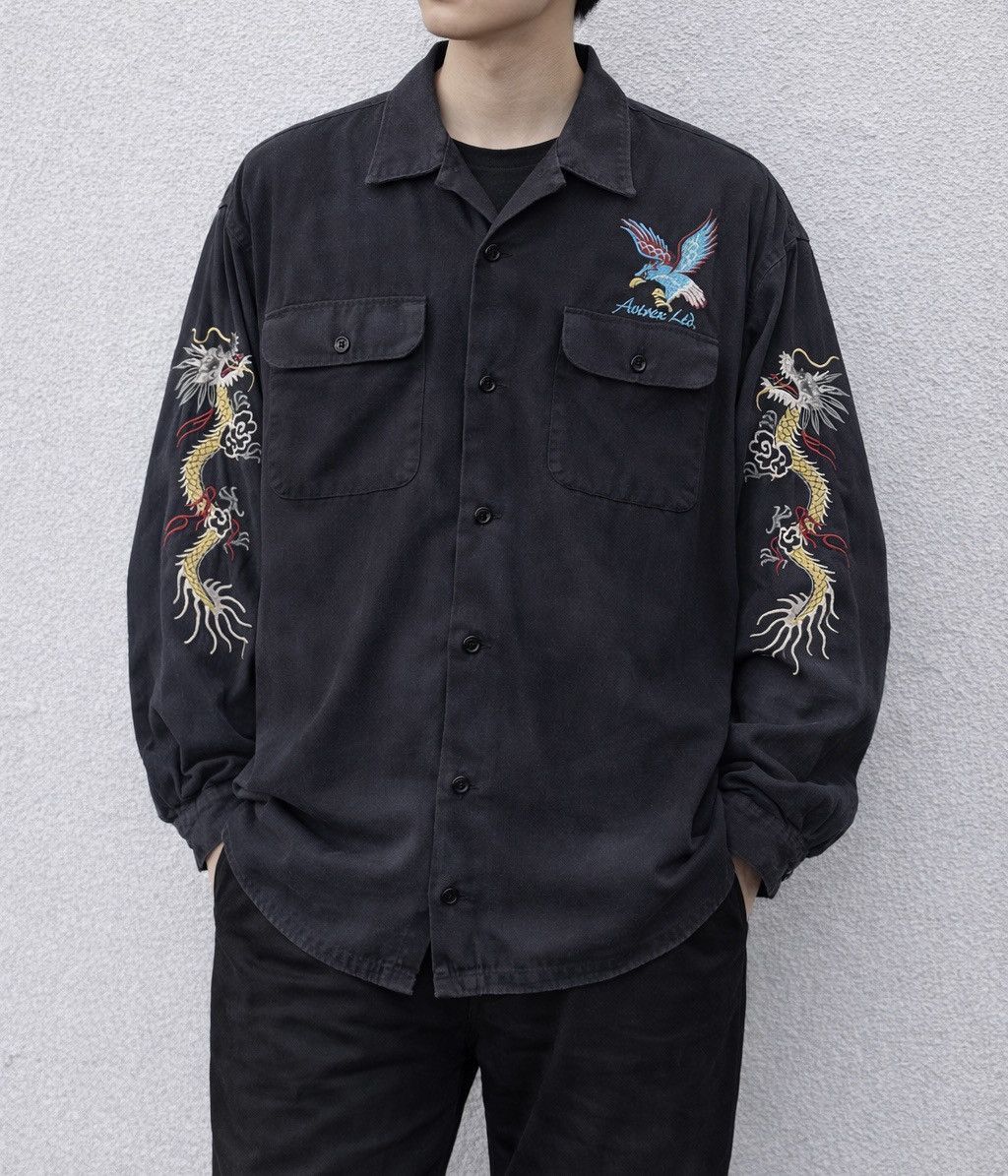 Avirex Avirex Type Blue Dragon Embroidered Button Up Shirt Size US XXL / EU 58 / 5 - 1 Thumbnail