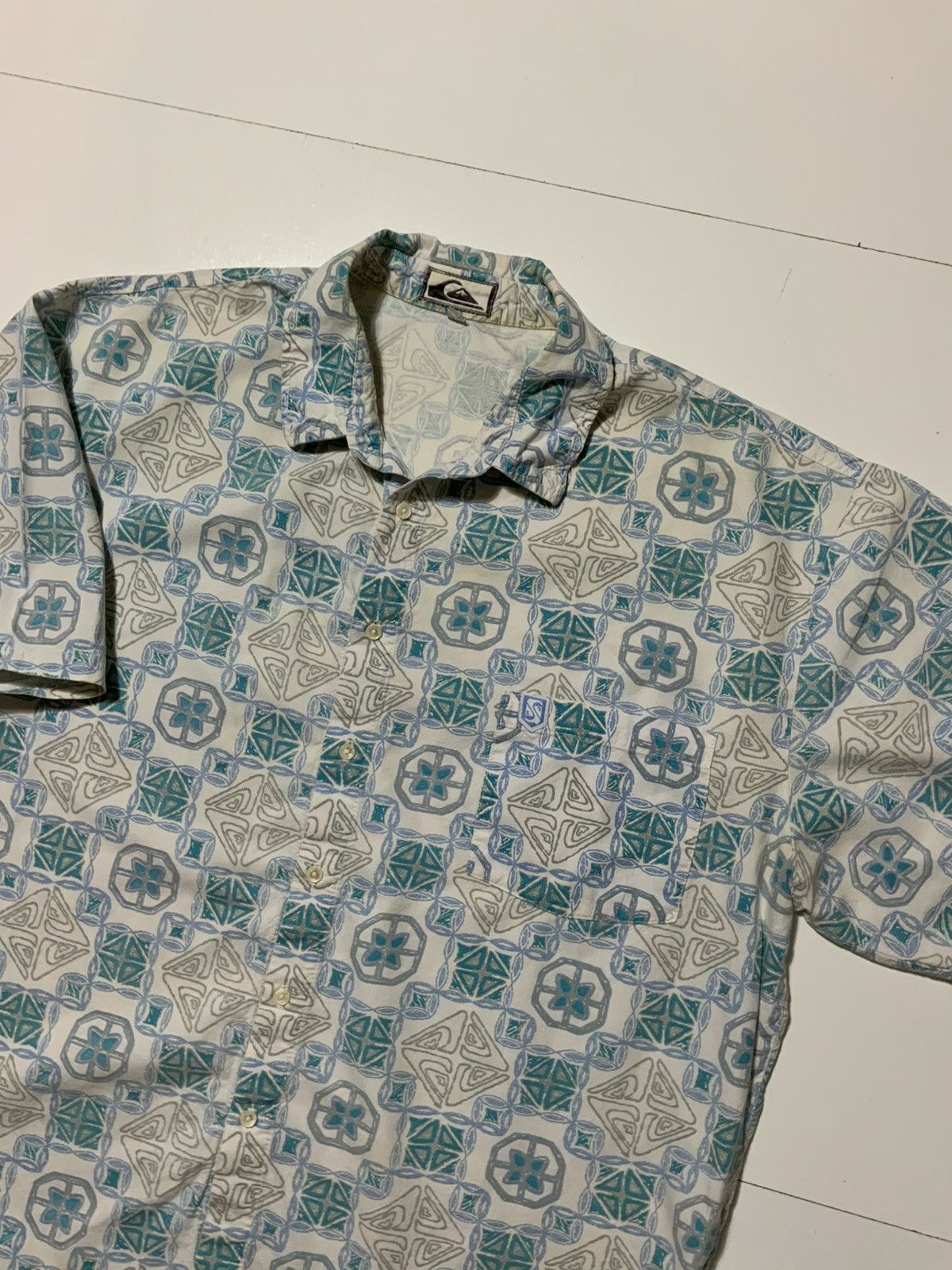Quiksilver × Vintage VTG 80s 90s Quiksilver Geometric Tribal Surf Hawaiian Shirt Size US XL / EU 56 / 4 - 3 Thumbnail