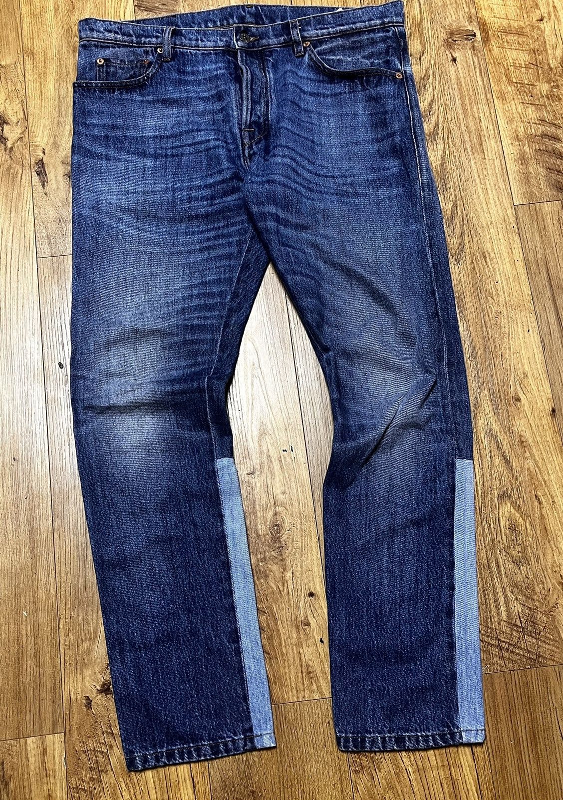 Valentino VALENTINO Slim-Fit Panelled Stretch-Denim Jeans - Blue Size US 33 - 6 Thumbnail