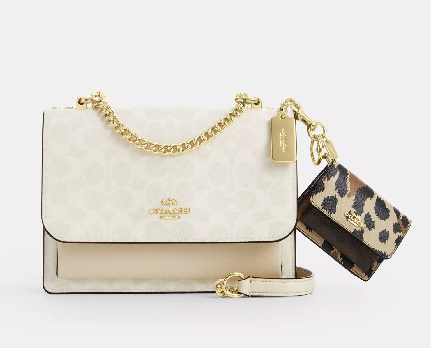 Coach Klare Bag Charm With Signature Canvas And Leopard CCE82 Size ONE SIZE - 7 Thumbnail