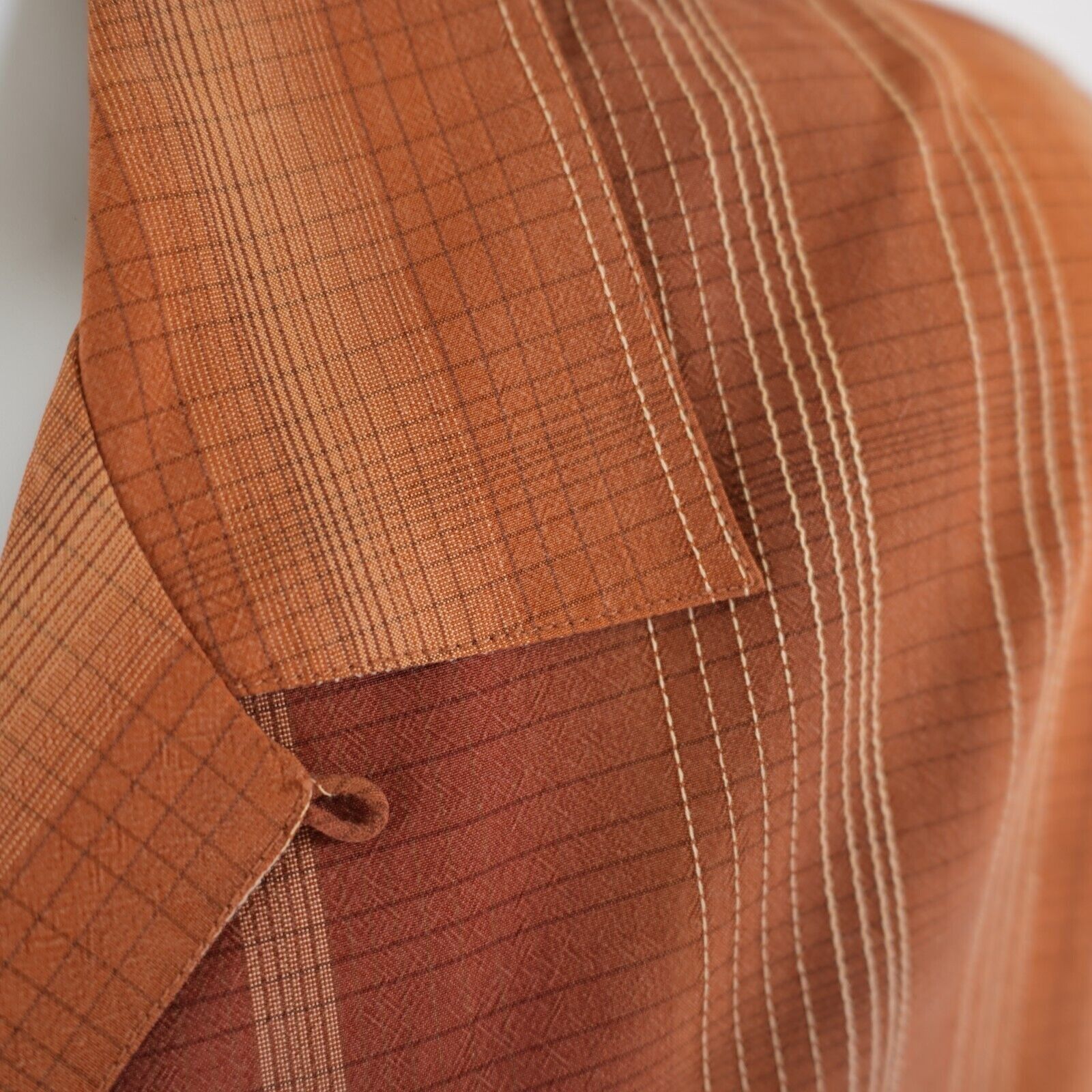 Tommy Bahama Tommy Bahama Orange Brown Silk Hawaiian Large Collared Dress Size US L / EU 52-54 / 3 - 3 Thumbnail
