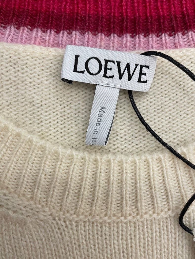 Loewe loewe Beige embroidered small logo wool round-neck sweater Size US S / EU 44-46 / 1 - 5 Thumbnail