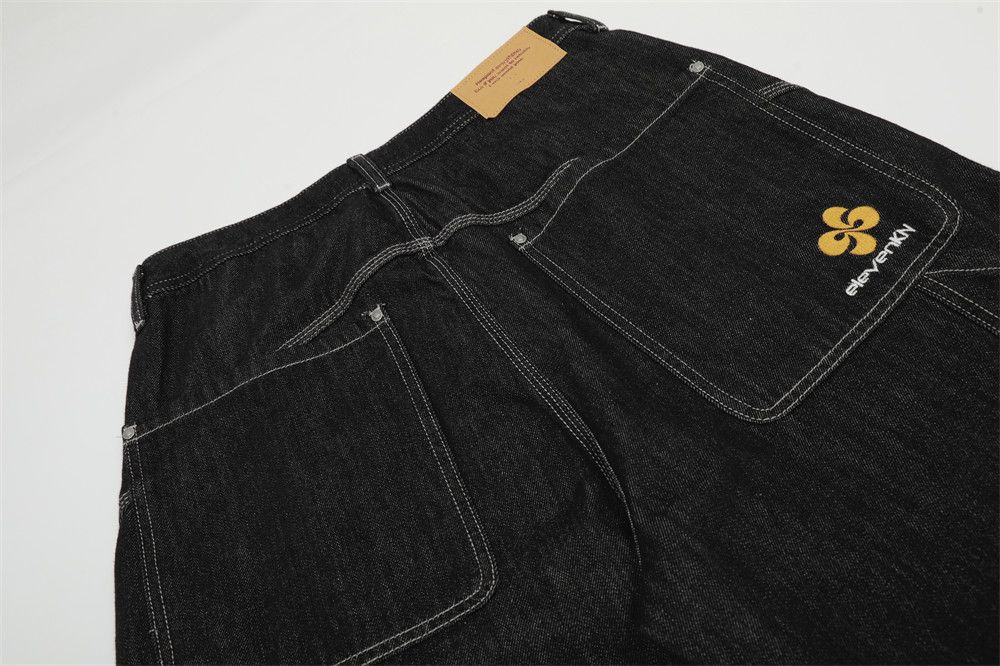 Jean Men's trendy street embroidery loose wide-leg jeans Size US 32 / EU 48 - 5 Thumbnail
