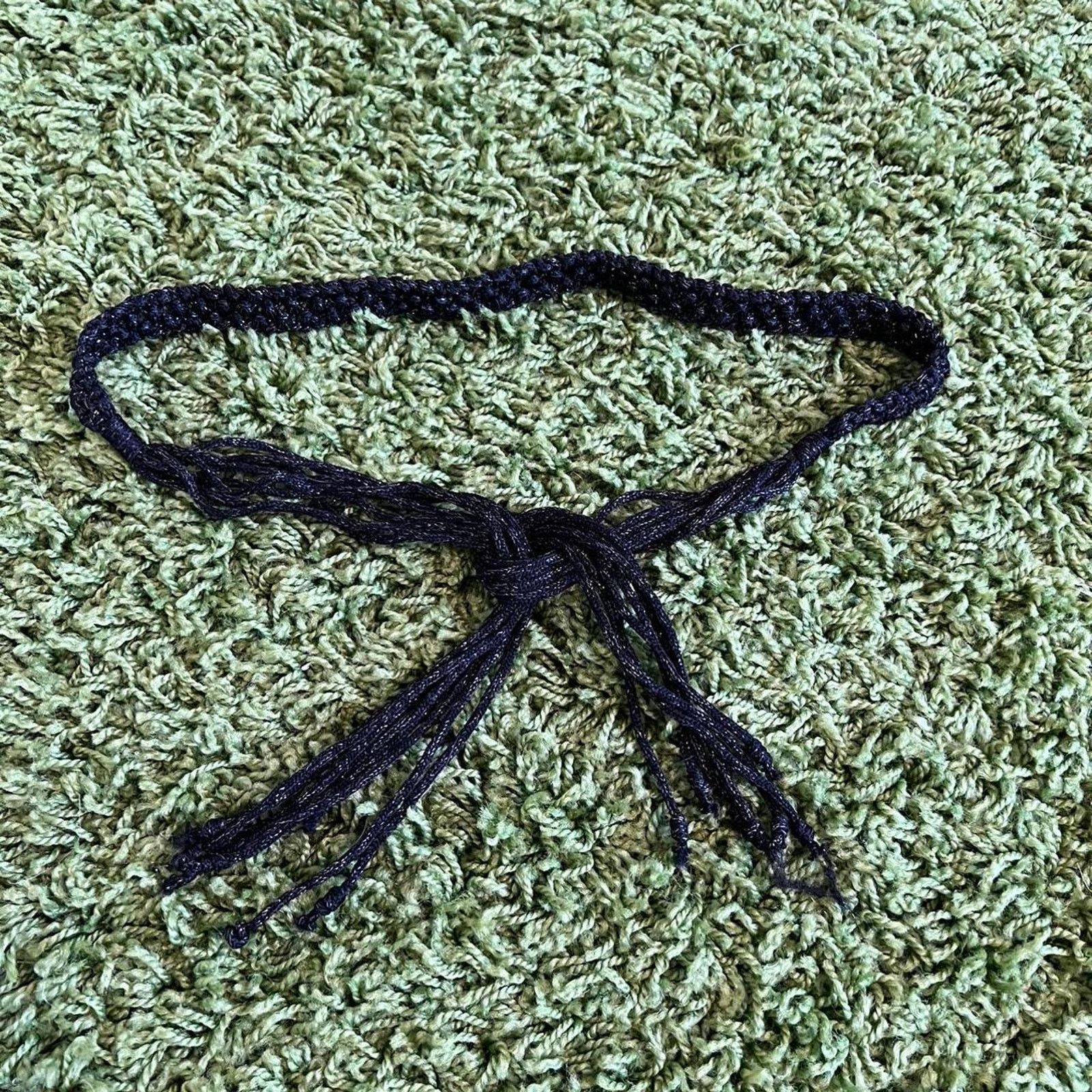Other Vintage Black Metallic Macrame Rope Belt Size ONE SIZE - 1 Thumbnail