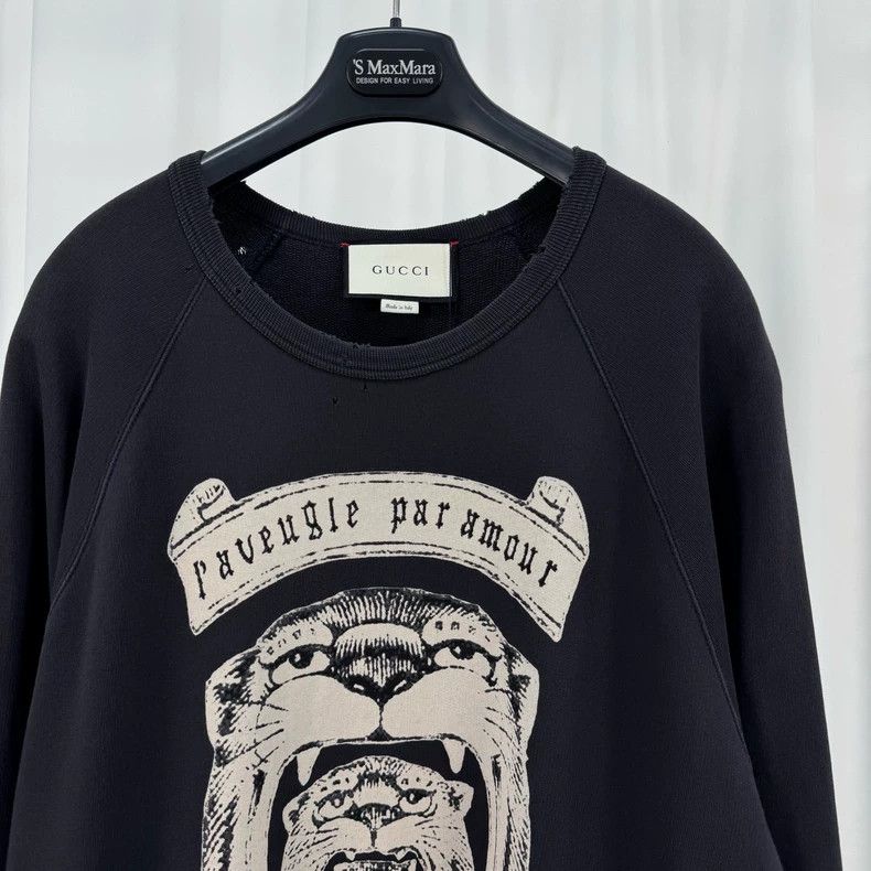 Gucci Gucci Leopard head print washed and damaged sweatshirt Size US M / EU 48-50 / 2 - 3 Thumbnail