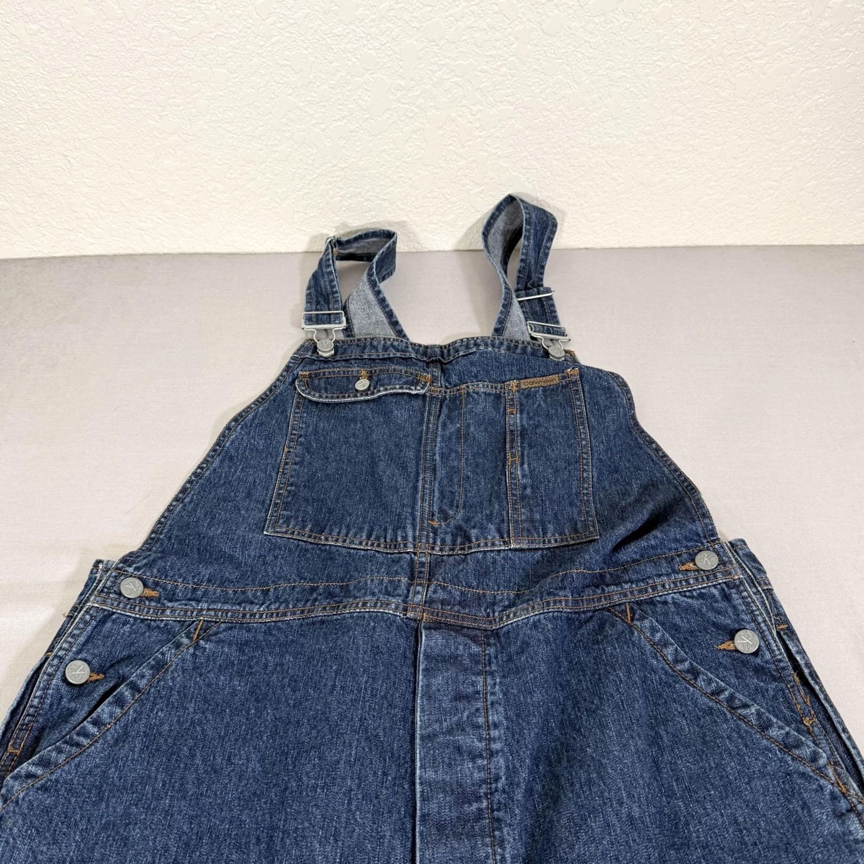 Calvin Klein VINTAGE Calvin Klein Mens XL Blue Denim Jeans Overalls Bib Carpenter Pants 90s Size US 36 / EU 52 - 2 Thumbnail